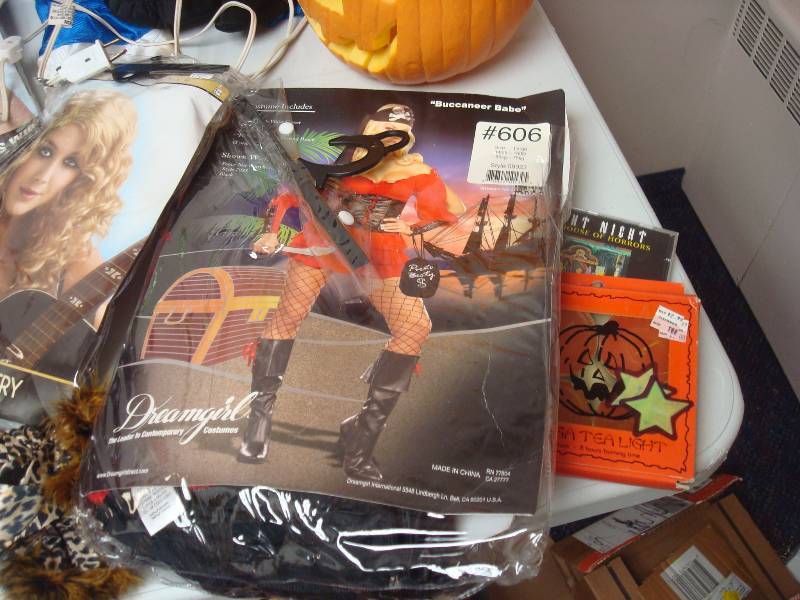 Bin Filled With Halloween Items, Costumes