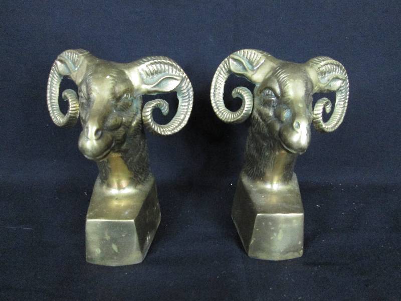 lot 15 image: Rams Head Bookends