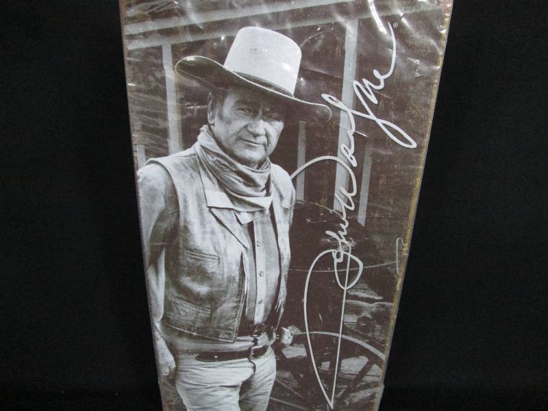 lot 58 image: John Wayne Tin Sign Signature