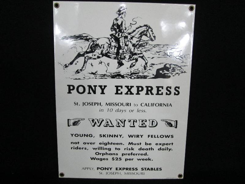 lot 71 image: Porcelain Over  Metal Pony Express Sign