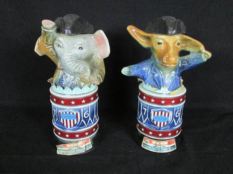 lot 72 image: Political Jim Beam Decanters