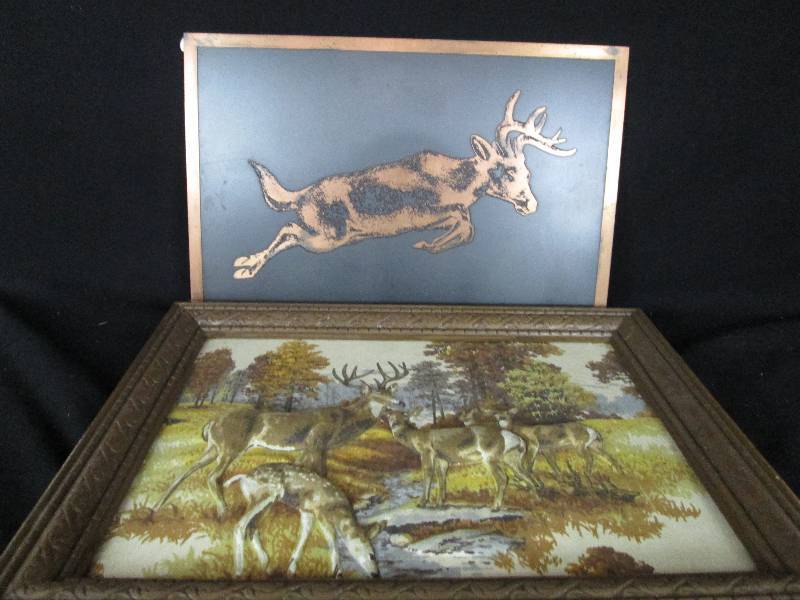 lot 134 image: Deer on Copper & Cloth Art