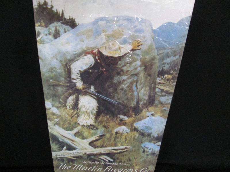 lot 151 image: Collectable Embossed Tin Sign Marlin Firearms Co