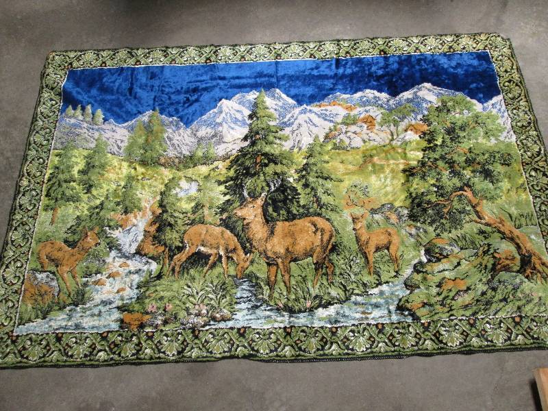 lot 173 image: Vary Large Vintage Deer Tapestry