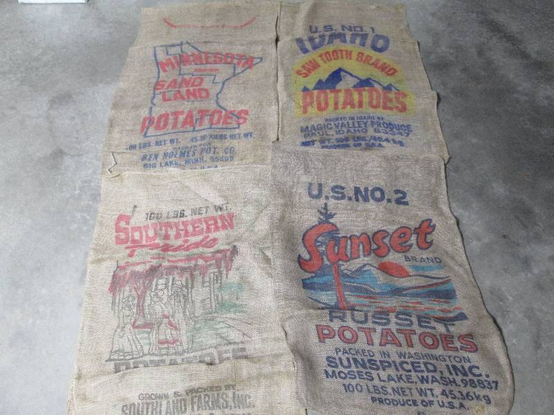 lot 176 image: 4 Burlap Potato Sacks