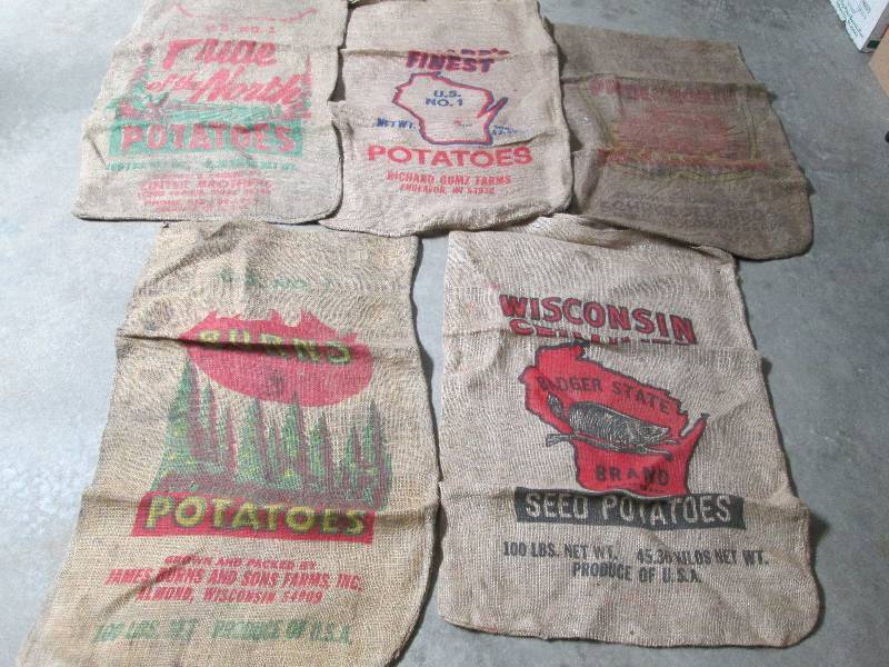 lot 177 image: 5 Burlap Potato Sacks