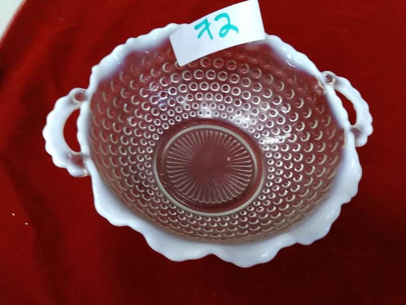 lot 72 image: Possible Fenton Hobnail Moonstone Dish