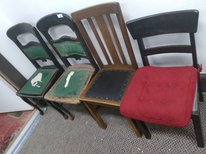 lot 6 image: Four Vintage Wood Chairs