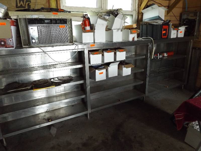 lot 56 image: Stainless steel cabinet with shelve...