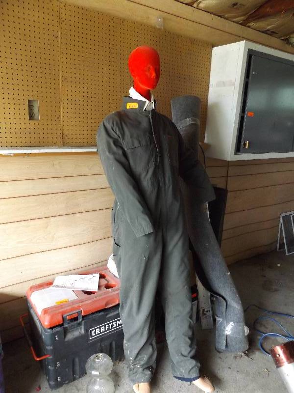 lot 78 image: Mannequin with head and hands, wear...