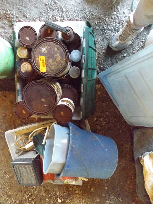 lot 138 image: Paint, buckets, funnels, more...