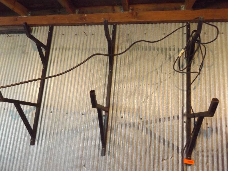lot 148 image: 3 heavy black metal shelf supports,...