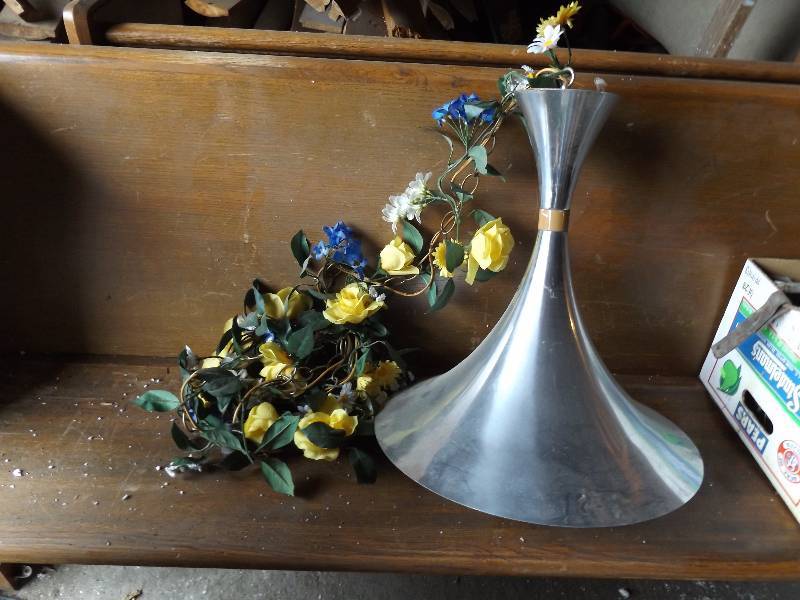 lot 276 image: Retro hanging lamp, metal, large bu...