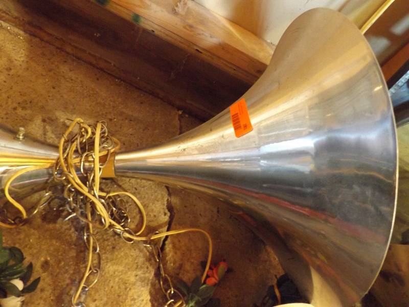 lot 281 image: Retro hanging lamp, metal, large bu...