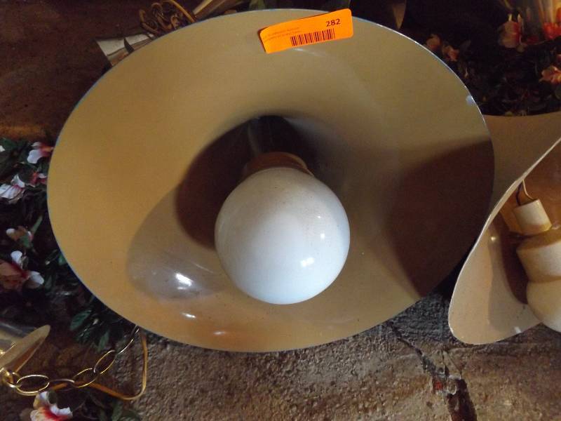 lot 282 image: Retro hanging lamp, metal, large bu...