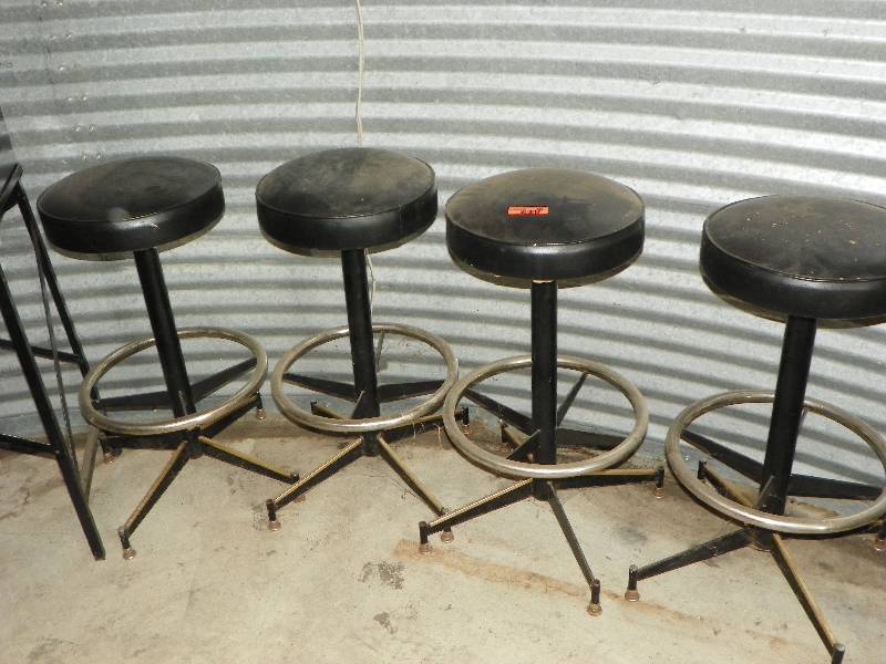 lot 192 image: 4 barstools, black leather look sea...
