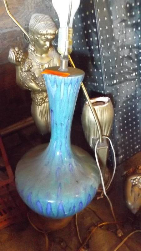 lot 306 image: Three lamps, one retro, one broken ...