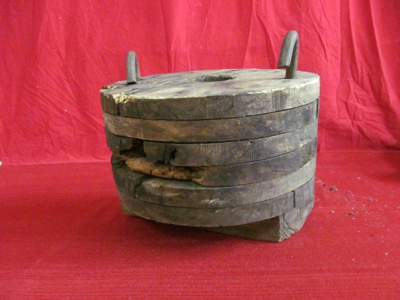 lot 214 image: Antique Wood Pulley