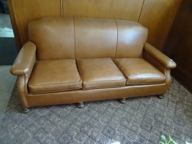 lot 177 image: Leather  Full sized sofa