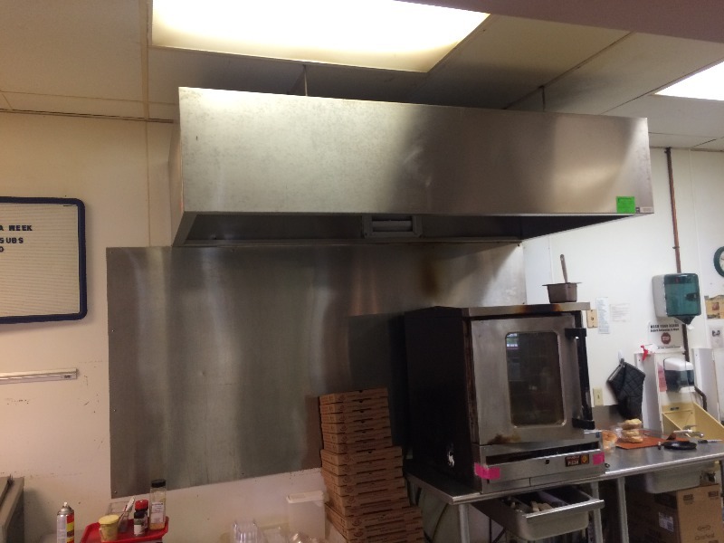 lot 22 image: Exhaust Fan, Stainless Steel Hood ( 7 long x 42 wide x 18 deep ) & Stainless Steel Back Plate ( 8 x 48 )   Works