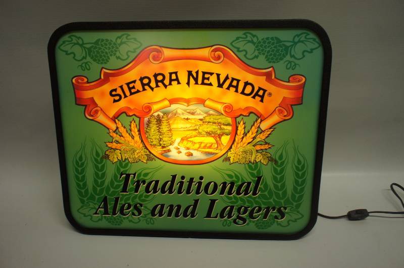 lot 37 image: High Sierra Nevada traditional ales & lagers rectangle shaped lighted sign 15 x 18, great condition