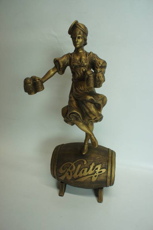 lot 49 image: Blatz valerie girl statue standing on keg limited edition #274, 21 tall, excellent condition