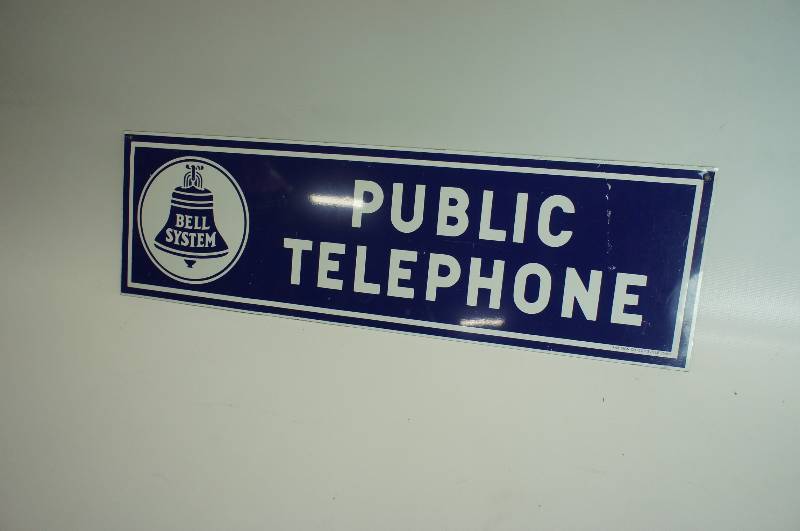lot 50 image: Bell system public telephone tin sign 6 x 20
