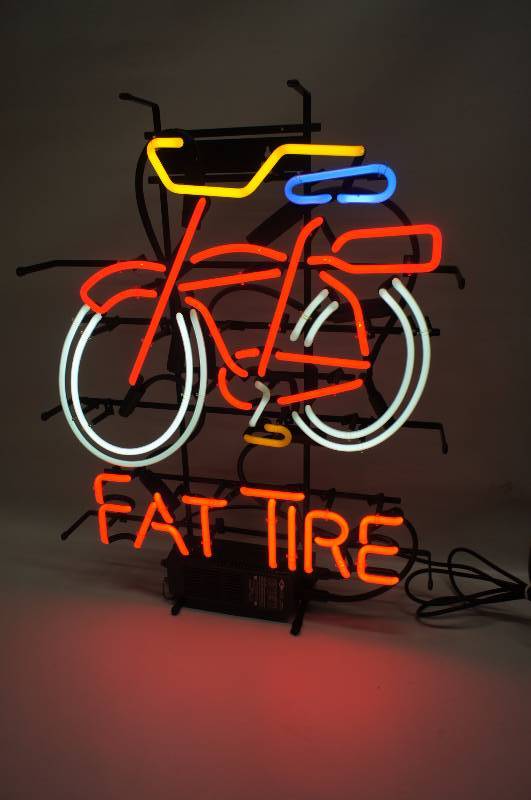 lot 51 image: Large original Fat Tire 4-color Neon lighted sign 23 x 29