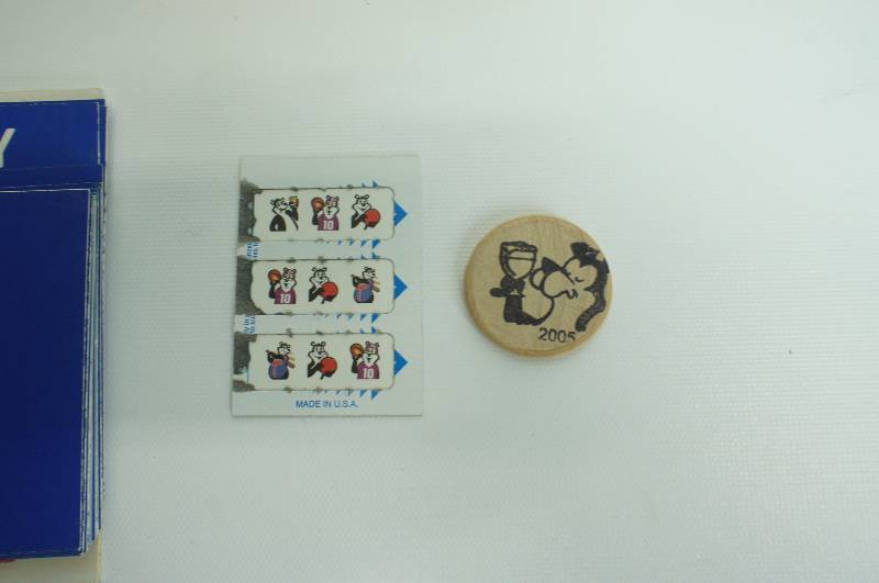 lot 73 image: Hamms beer group sewing kit, pull tab, token, postcard (calendar inserts complete)