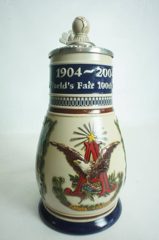 lot 193 image: Anheuser-Busch 2004 Membership 100th Anniversary St Louis Worlds Fair Stein 1904-2004