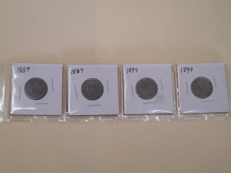 Liberty Head Nickels - (2) 1889 & (2) 1899 - Low Grade