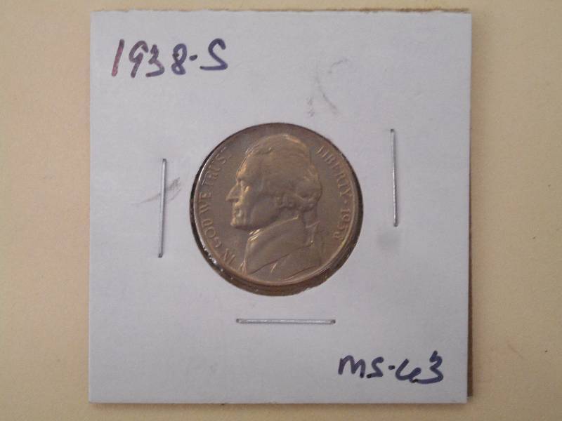 1938 S - Jefferson Nickel - MS-63 G...