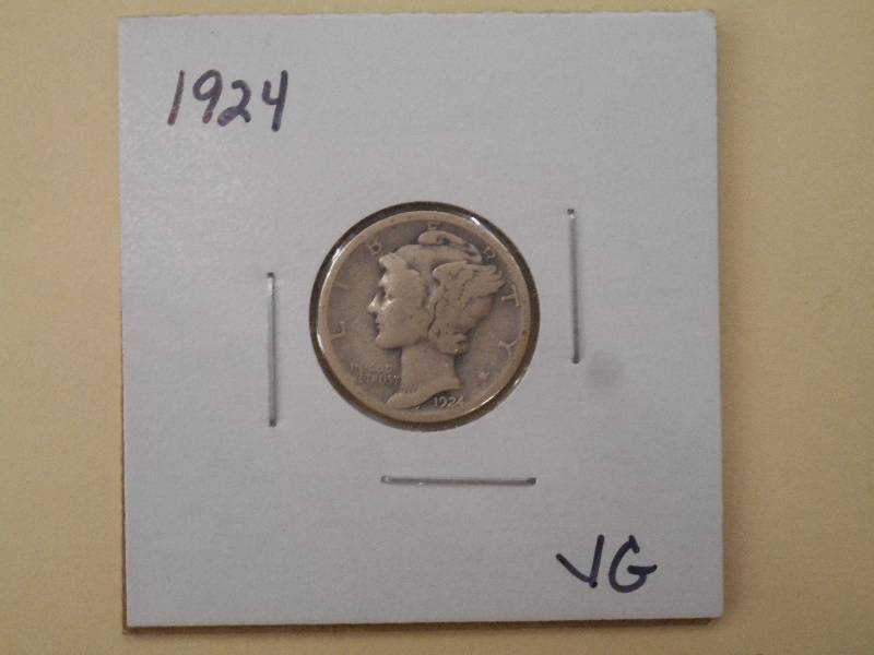 1924 P - Mercury Head Silver Dime -...