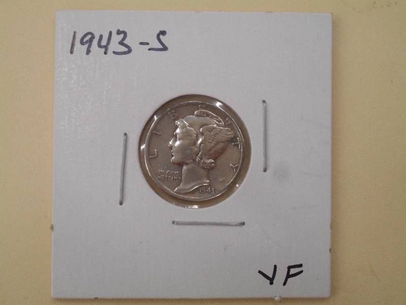 1943 S - Mercury Head Silver Dime -...