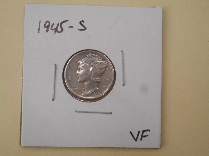 1945 S - Mercury Head Silver Dime -...
