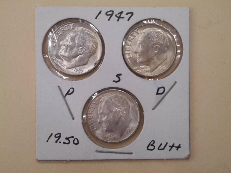 1947 P, D, S - Roosevelt Silver Dim...