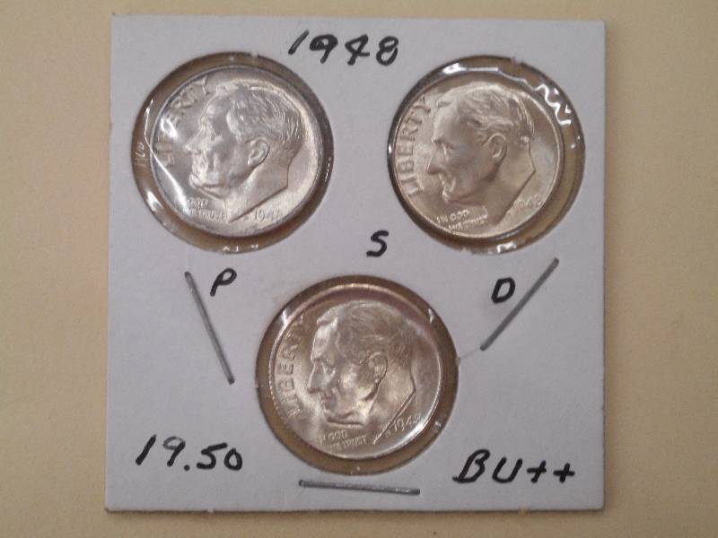1948 P, D, S - Roosevelt Silver Dim...