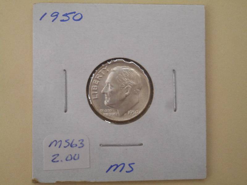 1950 P - Roosevelt Silver Dime - MS...