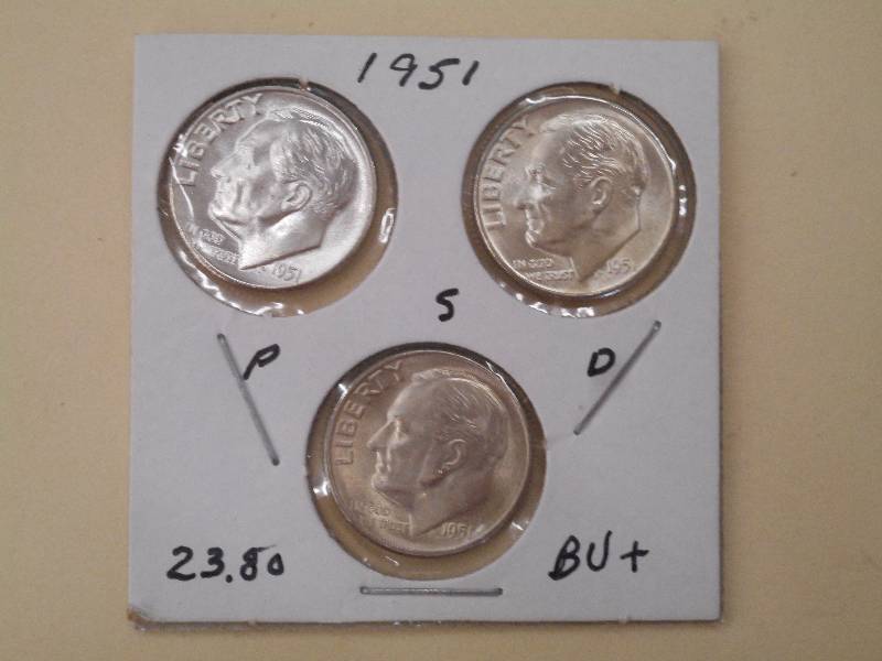 1951 P, D, S - Roosevelt Silver Dim...