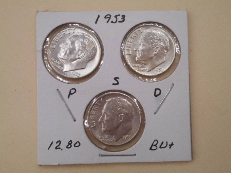 1953 P, D, S - Roosevelt Silver Dim...
