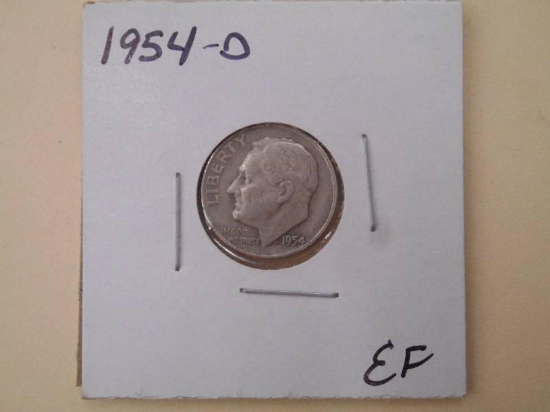 1954 D - Roosevelt Silver Dime - EF...