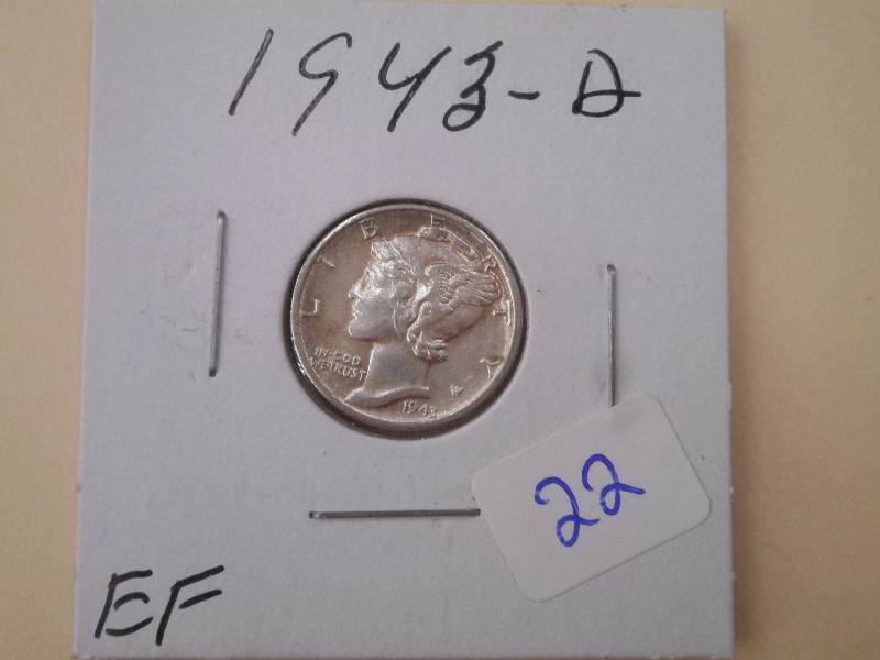 1943-D Mercury Dime, EF...