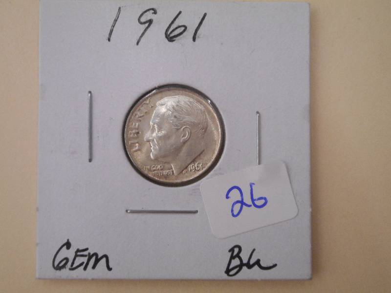 1961 Roosevelt Dime, Noted AUBU...