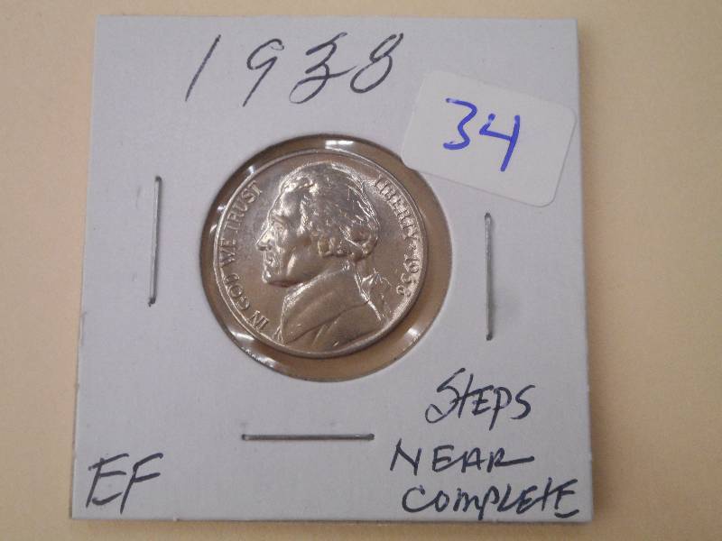 1938 Jefferson Nickel, Steps Near C...