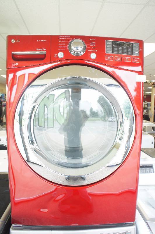 lot 11 image: LG SteamDryer DLEX3370 Front-Loading Electric Dryer - 7.4 cu ft - Wild Cherry Red