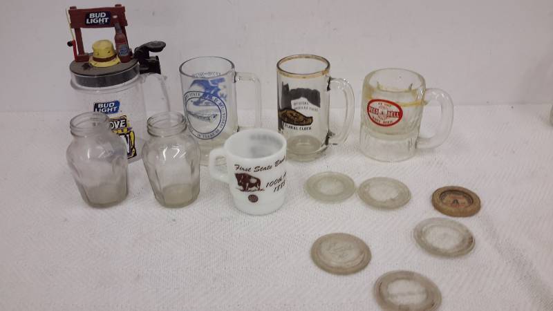 Mugs, coasters, bottles