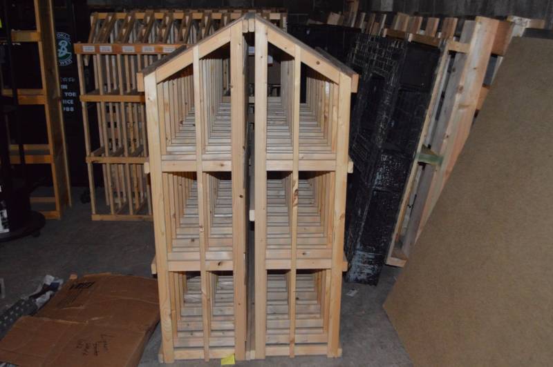 lot 6 image: 2 - 48 Double Sided Wooden Wine Racks