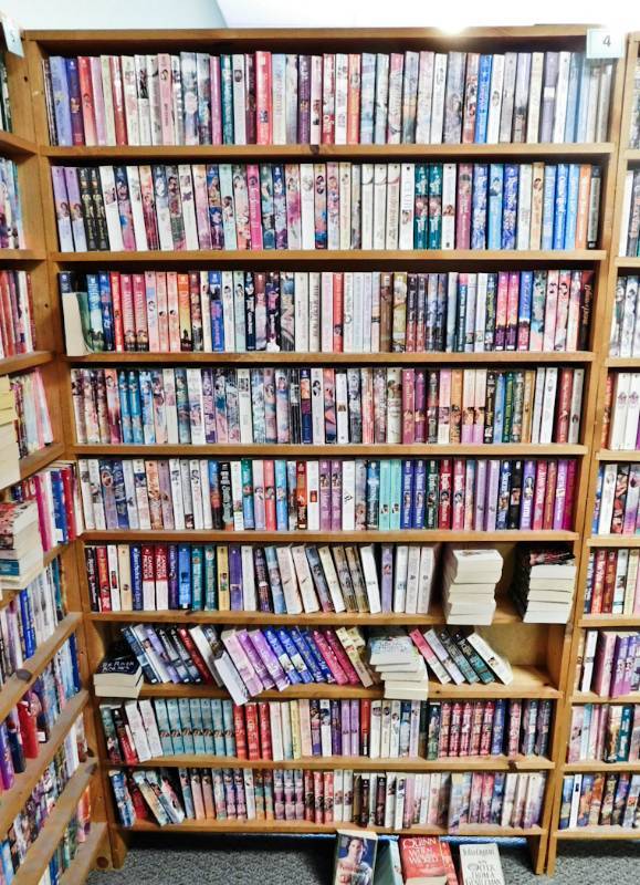Bookstore paperback bookshelves