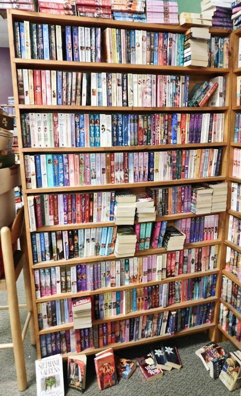 Bookstore paperback bookshelves