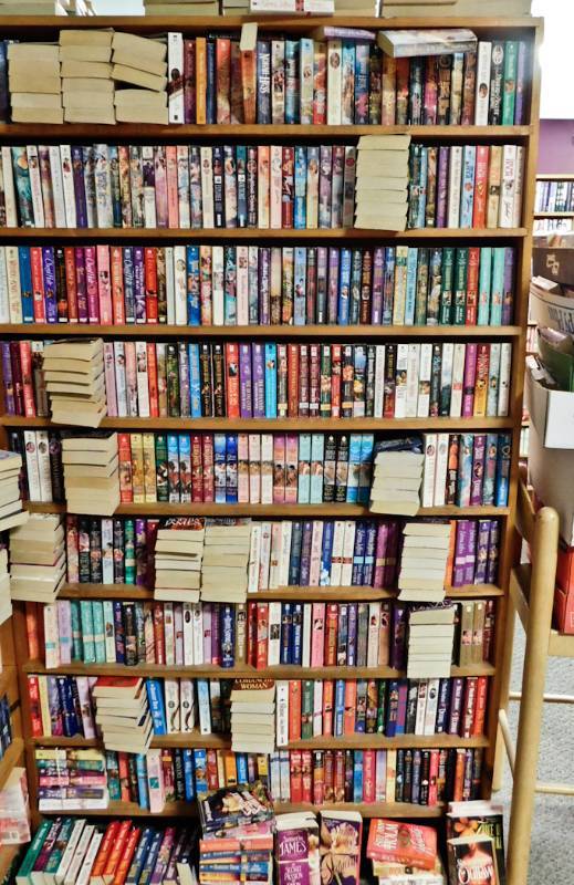 Bookstore paperback bookshelves